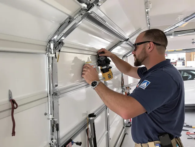 Brunswick Garage Door Repair technician quieting a noisy garage door in Brunswick